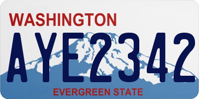 WA license plate AYE2342