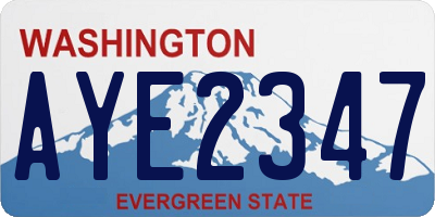 WA license plate AYE2347