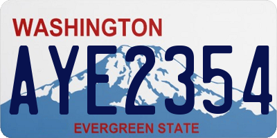 WA license plate AYE2354