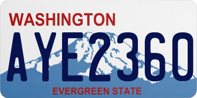 WA license plate AYE2360