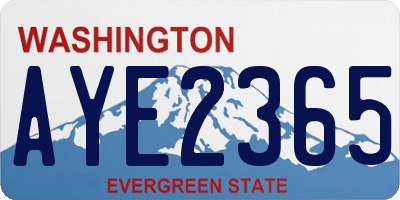 WA license plate AYE2365