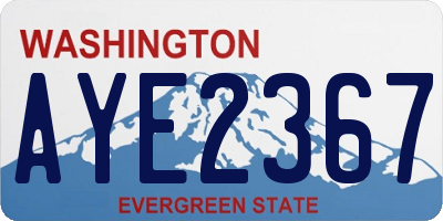 WA license plate AYE2367
