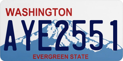 WA license plate AYE2551