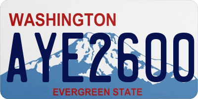 WA license plate AYE2600