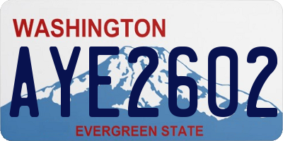 WA license plate AYE2602