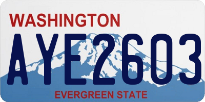 WA license plate AYE2603