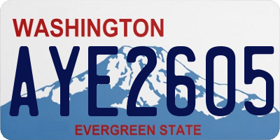 WA license plate AYE2605
