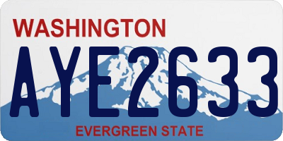 WA license plate AYE2633