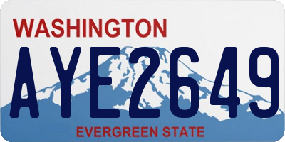 WA license plate AYE2649