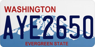 WA license plate AYE2650