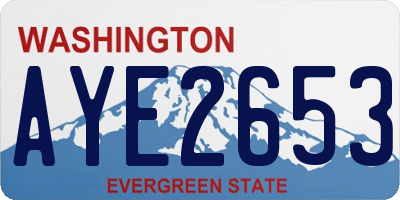 WA license plate AYE2653