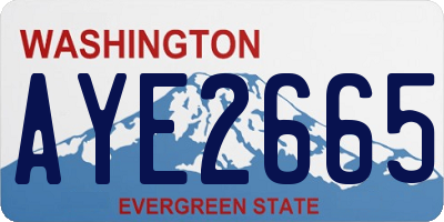 WA license plate AYE2665