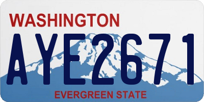 WA license plate AYE2671