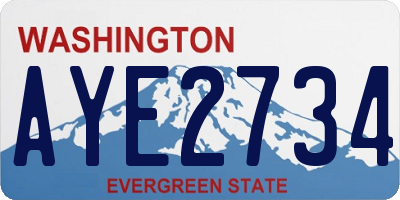 WA license plate AYE2734