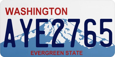WA license plate AYE2765