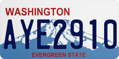 WA license plate AYE2910