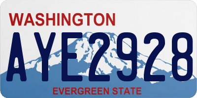WA license plate AYE2928