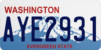 WA license plate AYE2931