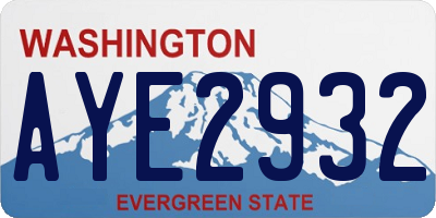 WA license plate AYE2932