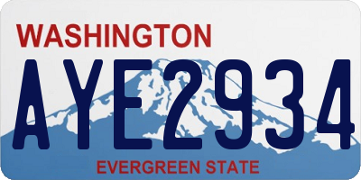 WA license plate AYE2934