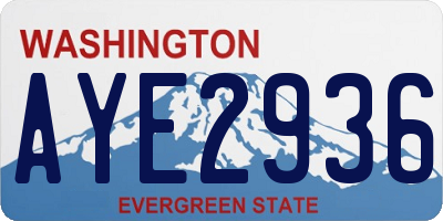 WA license plate AYE2936