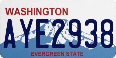 WA license plate AYE2938