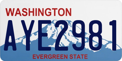 WA license plate AYE2981