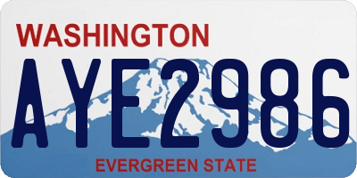 WA license plate AYE2986