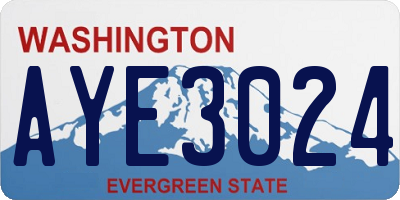WA license plate AYE3024