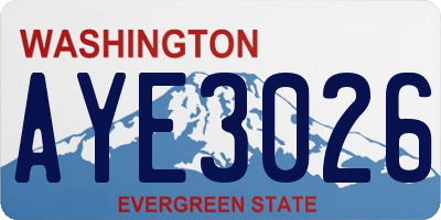 WA license plate AYE3026