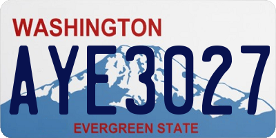 WA license plate AYE3027