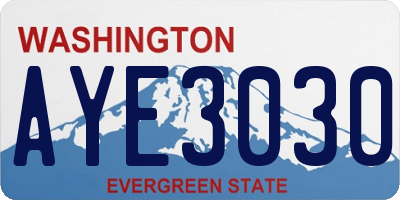 WA license plate AYE3030