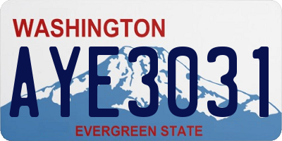 WA license plate AYE3031