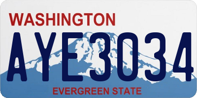 WA license plate AYE3034