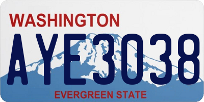 WA license plate AYE3038