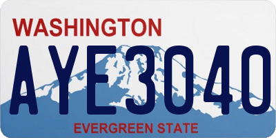 WA license plate AYE3040