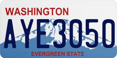 WA license plate AYE3050