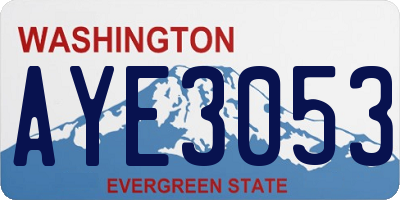 WA license plate AYE3053