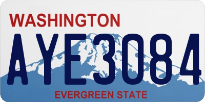 WA license plate AYE3084