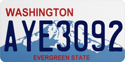 WA license plate AYE3092