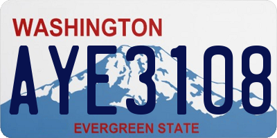 WA license plate AYE3108