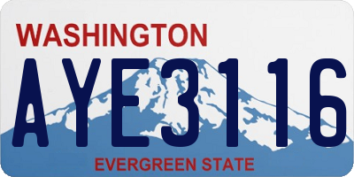 WA license plate AYE3116