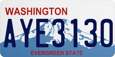 WA license plate AYE3130
