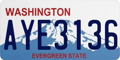 WA license plate AYE3136