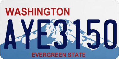 WA license plate AYE3150