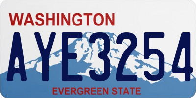 WA license plate AYE3254