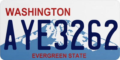 WA license plate AYE3262