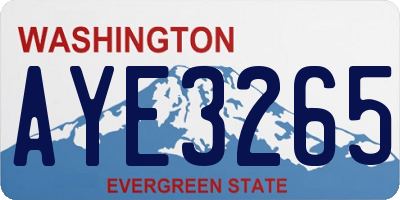 WA license plate AYE3265