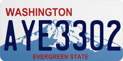 WA license plate AYE3302