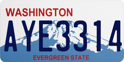 WA license plate AYE3314